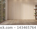 Empty Japandi Room Interior Minimalist Wooden Wall Background 143465764