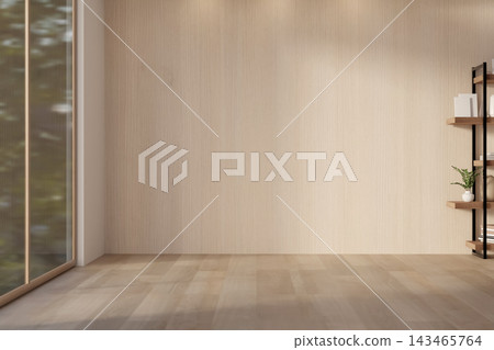 Empty Japandi Room Interior Minimalist Wooden Wall Background Empty Japandi Room Interior Minimalist Wooden Wall Background 143465764