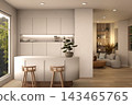 Modern Kitchen Island Interior Living Room Studio Apartment 143465765