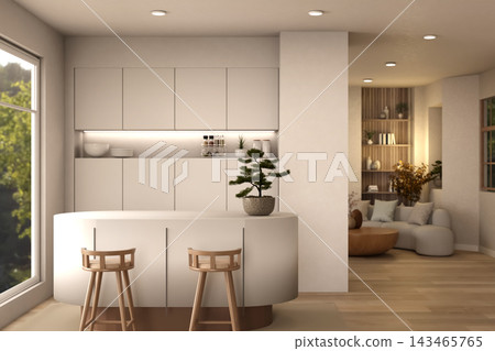 Modern Kitchen Island Interior Living Room Studio Apartment 143465765