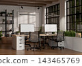 Modern Coworking Office Workspace Computer Desks Interior Design 143465769