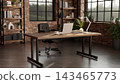 Industrial Loft Workspace Desk Office Brick Wall Interior 143465773