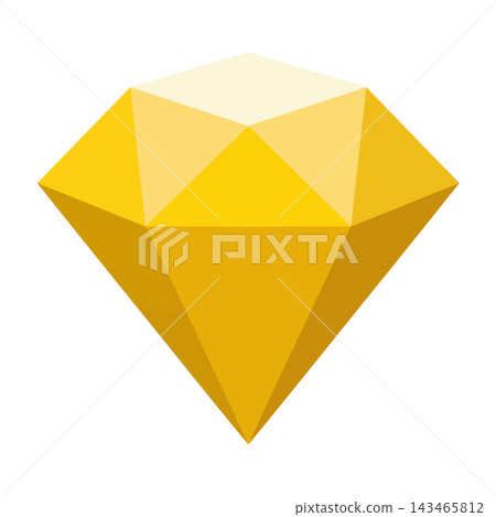 Yellow low poly diamond shape with geometric facets on white background, abstract 3d gemstone design Yellow low poly diamond shape with geometric facets on white background, abstract 3d gemstone design 143465812