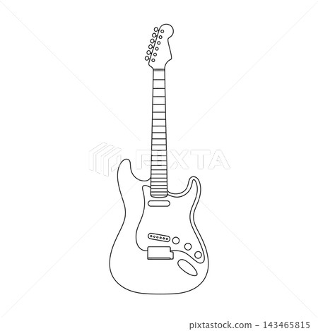 Minimalist Electric Guitar Line Art Outline Isolated on White Background Design Minimalist Electric Guitar Line Art Outline Isolated on White Background Design 143465815