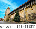 View of the city walls in Rothenburg, Germany 143465855