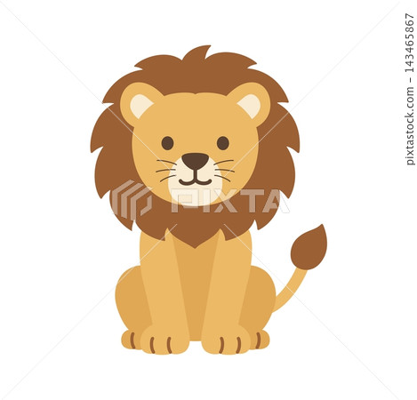 A cute lion character illustration sitting down. 143465867