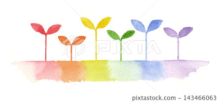 Colorful sprouts lined up in watercolor: diversity, LGBT imagery. 143466063