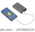 Smartphone being charged with a mobile battery 143466210
