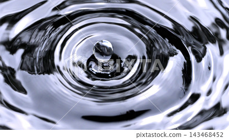 The ripples and water formations created by water droplets falling onto the water's surface The ripples and water formations created by water droplets falling onto the water's surface 143468452