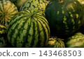 Panoramic View of Freshly Harvested Ripe Watermelons 143468503