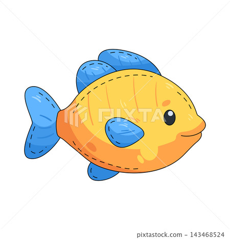 Illustration of cute stuffed fish toy Illustration of cute stuffed fish toy 143468524