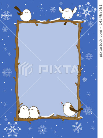 Wooden frame with a picture of a long-tailed tit (vertical) Wooden frame with a picture of a long-tailed tit (vertical) 143468561