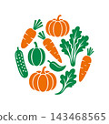 Flat vector illustration of fresh organic vegetables 143468565