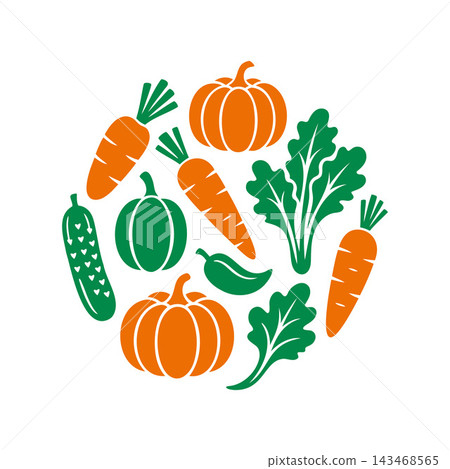 Flat vector illustration of fresh organic vegetables 143468565
