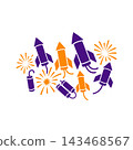 Colorful Diwali festival firecracker rockets flat illustration 143468567