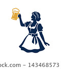 Oktoberfest girl silhouette with beer mug illustration 143468573