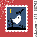 Cute Halloween stamp-style illustrations - ghosts and bats 143468762