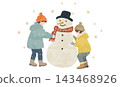 Children making snowmen 143468926