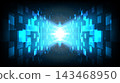 Digital Technology Speed Tunnel and Bright Light Flare Background 143468950