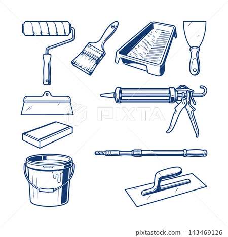 Wall Finishing Tools Collection 143469126