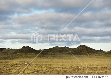 Moss covered volcanic landscape at Eldhraun lava field Iceland Moss covered volcanic landscape at Eldhraun lava field Iceland 143469433