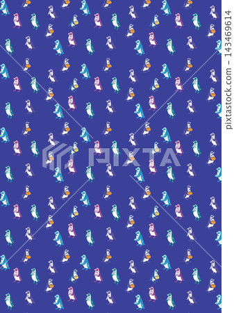 This all-over illustration features adorable penguins lined up holding pumpkins and sweets, creating a perfect wintery feel. This all-over illustration features adorable penguins lined up holding pumpkins and sweets, creating a perfect wintery feel. 143469614