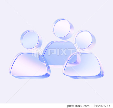 3D glass user group people icon with holographic gradient for company social media profile - avatar. Teamwork, community, corporate partnership, human resources and business team. 3D illustration 3D glass user group people icon with holographic gradient for company social media profile - avatar. Teamwork, community, corporate partnership, human resources and business team. 3D illustration 143469743