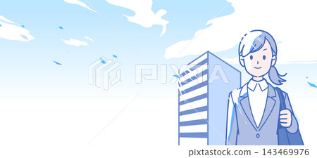 Blue sky, buildings, suit, woman Blue sky, buildings, suit, woman 143469976