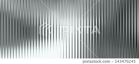 Silver acrylic ribbed texture with vertical fluted lines and glossy reflections. Abstract metallic surface with glass effect and smooth gradient 143470245