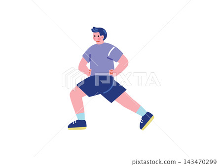 男人伸展身體的插圖 143470299