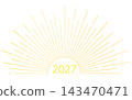 旭日東昇，初升的太陽，簡約的2027年新年賀卡素材 143470471