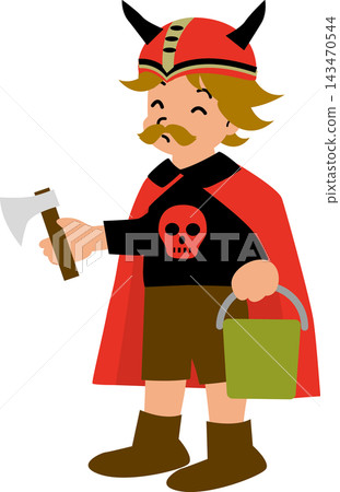 A boy dressed as a Halloween Viking A boy dressed as a Halloween Viking 143470544