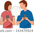 Man and woman Using Smartphones with Speech Bubble Illustration 143470924