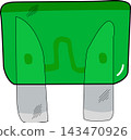 Illustration of a Green Automotive Blade Fuse 143470926