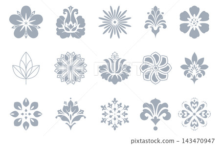 Flower icons set. Isolated elements for design. Vector graphics. Flower collection Flower icons set. Isolated elements for design. Vector graphics. Flower collection 143470947