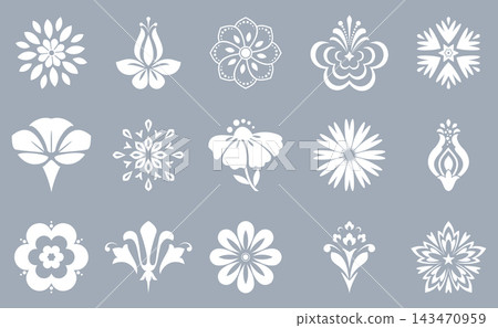 Flower icons set. Isolated elements for design. Vector graphics. Flower collection Flower icons set. Isolated elements for design. Vector graphics. Flower collection 143470959