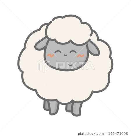 A cute, smiling sheep character; a mini-character illustration for the Year of the Sheep. 143471008
