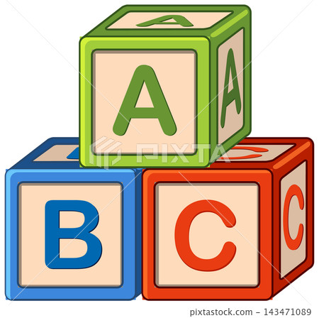 Colorful Alphabet Toy Blocks Stacked in a Pyramid Shape 143471089