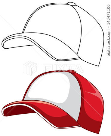 Blank Baseball Cap Vector Illustration in Red and White 143471106