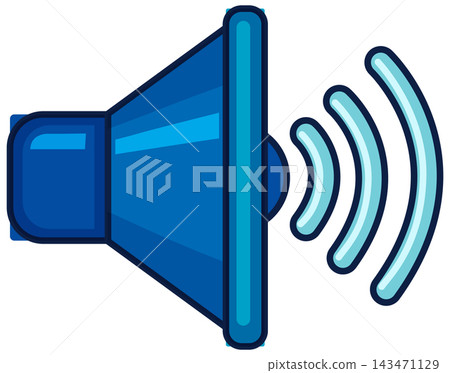 Blue Megaphone Speaker Vector Icon Emitting Sound Waves 143471129