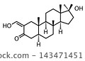 chemical structure of Oxymetholone anabolic-androgenic steroid. Oxymetholone sign. androgen and anabolic steroid. flat style. 143471451