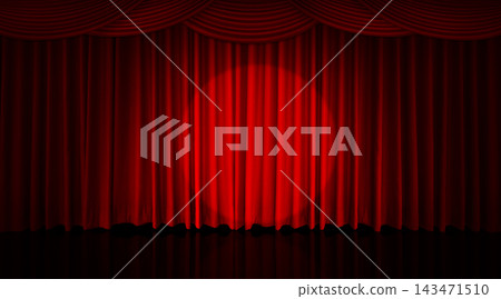 A red curtain hung on the theater stage a fabric curtain that covered the floor. A red curtain hung on the theater stage a fabric curtain that covered the floor. 143471510