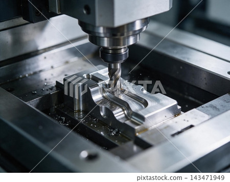 CNC machine processing on part CNC machine processing on part 143471949