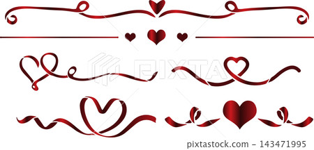 set of decorative frames for greeting card, banner, or poster designs, featuring ribbons arranged into various heart shapes with a red gradient set of decorative frames for greeting card, banner, or poster designs, featuring ribbons arranged into various heart shapes with a red gradient 143471995