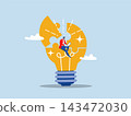 Businessman working with computer laptop on bright light bulb idea.Creative idea to solve work problem entrepreneur solution, success discover new innovation concept. 143472030