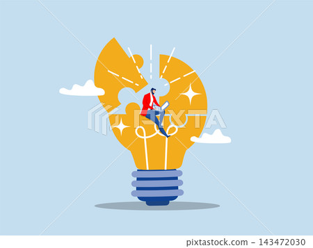 Businessman working with computer laptop on bright light bulb idea.Creative idea to solve work problem entrepreneur solution, success discover new innovation concept. Businessman working with computer laptop on bright light bulb idea.Creative idea to solve work problem entrepreneur solution, success discover new innovation concept. 143472030