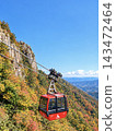 The Gozaisho Ropeway travels across Mount Gozaisho, adorned with autumn foliage. 143472464