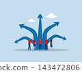 business people employee choose career path arrows.direction or opportunity to change career path, challenge to choose business choice 143472806