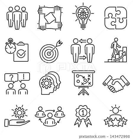 Teamwork Collaboration Line Icons Set 143472998