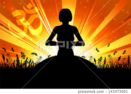 Silhouette of a Girl in Yoga pose Silhouette of a Girl in Yoga pose 143473001